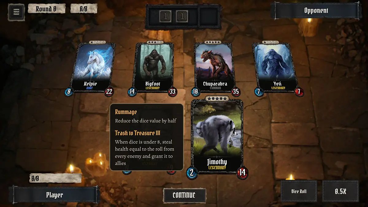 japahttv's tweet photo. Portentum, auto battler com construção de decks e criptídeos, adicionou Jimothy, o guaxinim de Seattle, ao seu elenco. O jogo, que mistura dados e combos, será lançado no Steam ainda este ano. https://t.co/gr3PZXoKpu