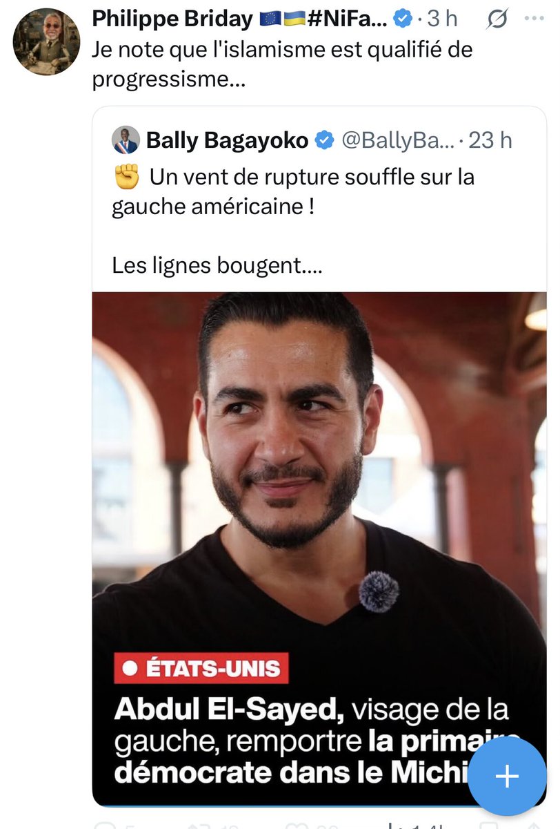odalage's tweet photo. Mon Dieu que c’est con !
Avant d’employer des mots qui le dépassent visiblement, M. Briday serait bien aimable de dire ce qui, dans le programme d’Abdul El Sayed relève de l’islam politique.
Sinon, il ne reste que le nom, et là… https://t.co/6lvnni0Cay