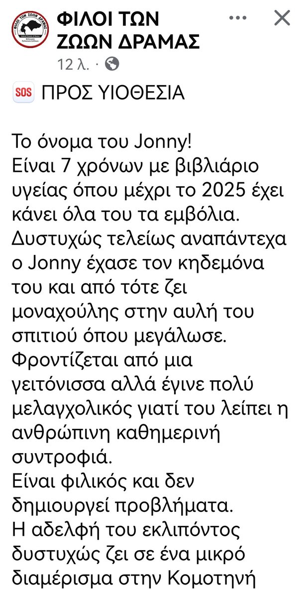 Christinalirou2's tweet photo. ‼️🆘‼️🆘‼️🆘‼️🆘‼️🆘‼️🆘‼️🆘‼️🆘‼️🆘‼️
Πάμε μια κοινοποίηση για τον ορφανό Τζόν��. Να βρεθεί γρηγορα οικογένεια κ ένα σπιτι που θα του ανοίξει τις πόρτες του για πάντα. Πάμε βρε παιδιά σας παρακαλώ. https://t.co/pUgtbrHX3D
