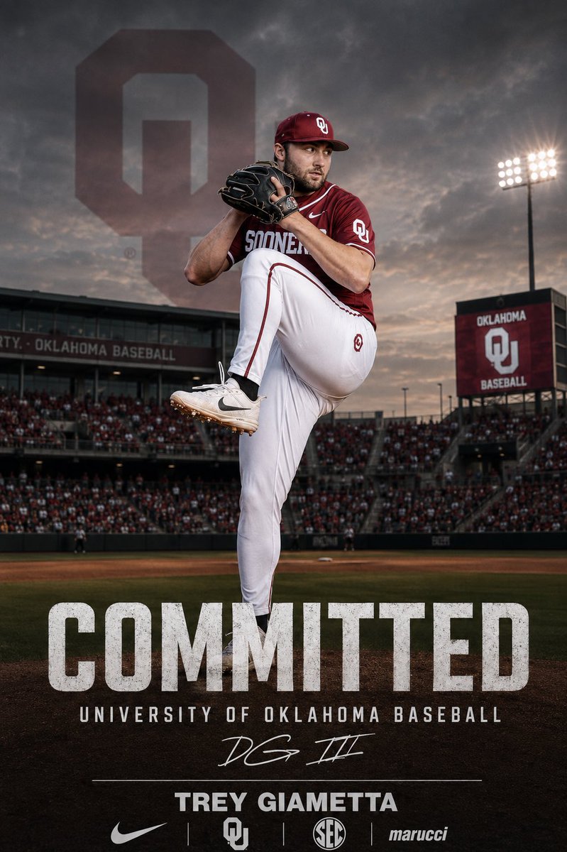 dom_giametta_3's tweet photo. COMMITTED. I’m blessed to announce my commitment to the University of Oklahoma! Thank you to God, my family, coaches and teammates for supporting me. Thank you @OU_Baseball, @CoachJohnsonOU, and the entire staff for believing in me. Boomer Sooner! #BoomerSooner #OUDNA https://t.co/S3YlOFGEZZ