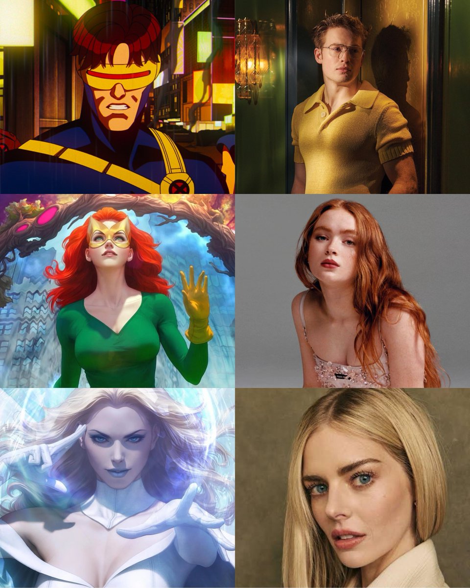 nacaomarvell's tweet photo. O elenco já confirmado do reboot dos X-Men no MCU.

- Kit Connor como Ciclope
- Sadie Sink como Jean Grey 
- Samara Weaving como Emma Frost https://t.co/lNXTPNTSEo
