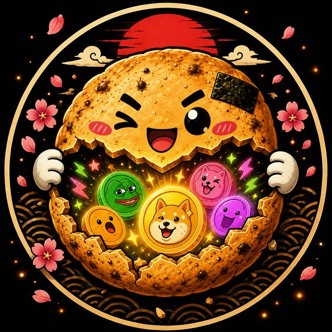Senbei_Memes's tweet photo. One Senbei.   

One random RH meme.  

Infinite possibilities.   

Stay tuned, launching on SushiSwap shortly. https://t.co/LZukCBIqXS