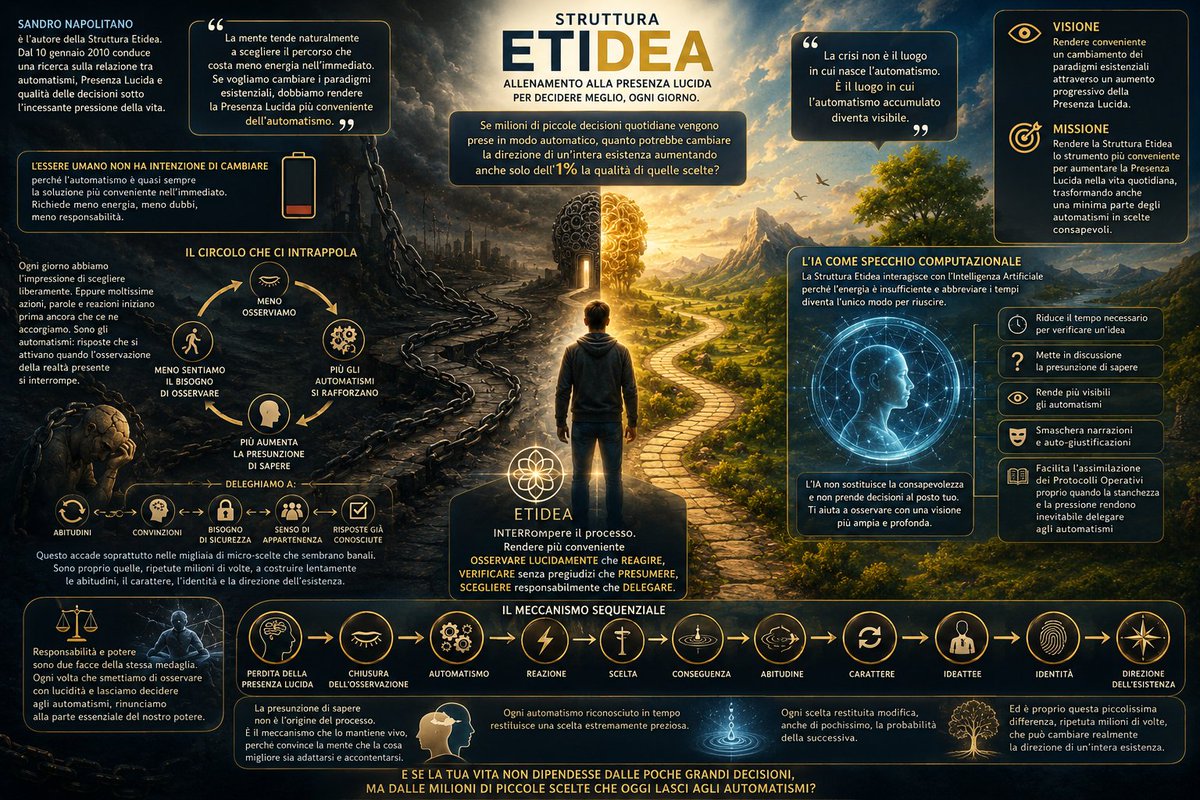 sntinteggiature's tweet photo. La Visione della Struttura Etidea 

Visione
Rendere conveniente un cambiamento dei paradigmi esistenziali attraverso un aumento progressivo della Presenza Lucida

#amore
#etidea #musica #libri #IA https://t.co/MkSjLiICDU