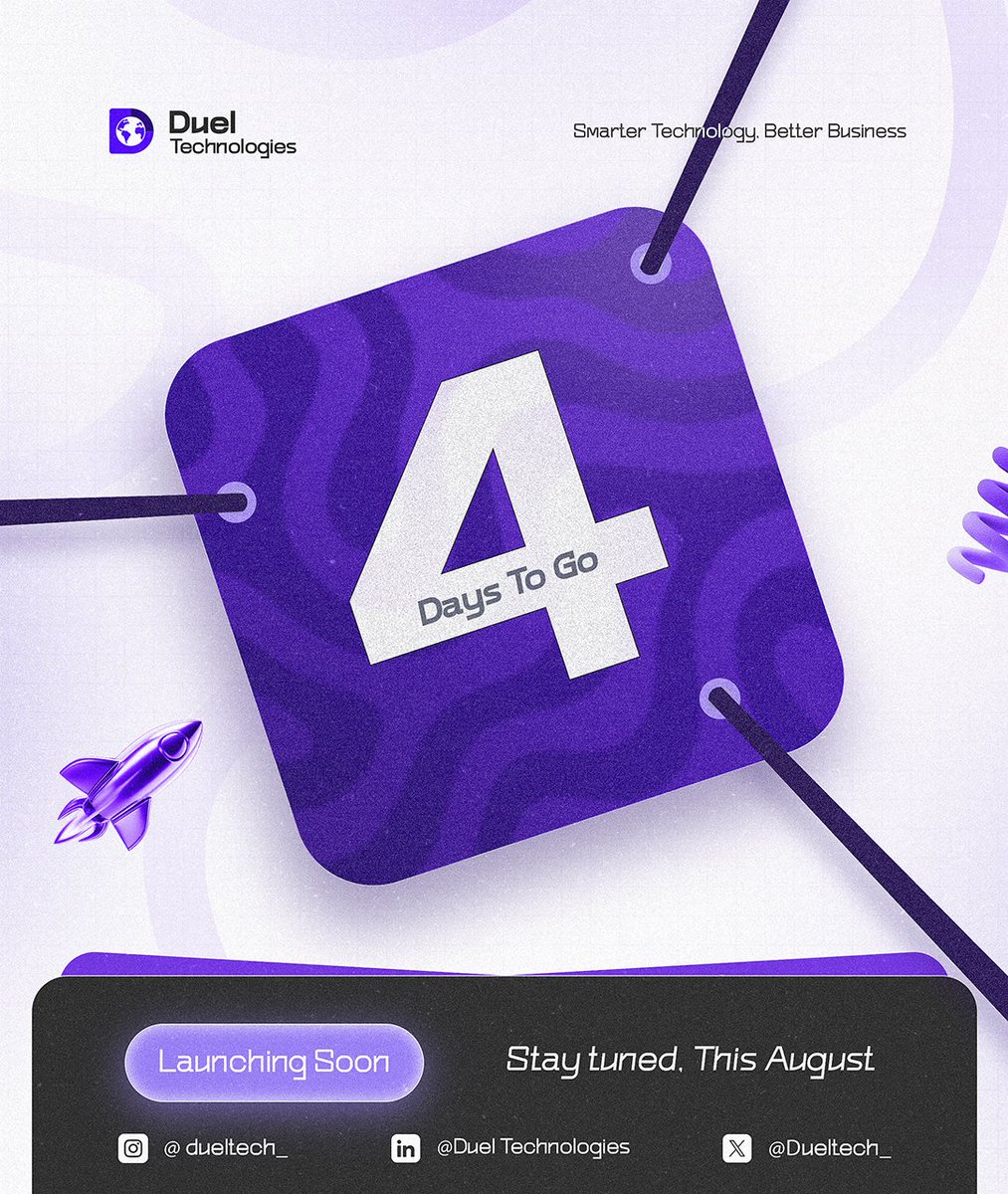 Dueltech_'s tweet photo. 🚀 4 days to go!

We're launching something built to help businesses work smarter through technology.

Join our WhatsApp community for exclusive updates and practical business insights.
https://t.co/TYfCl6VfHh

#DuelTechnologies #BusinessAutomation https://t.co/ob9BvGRyZH