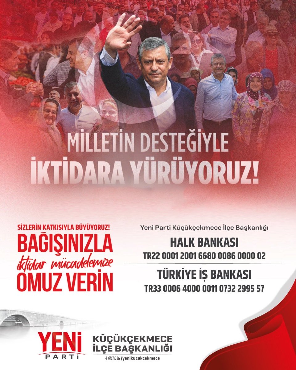 burakerginyeni's tweet photo. Milletimizin desteğiyle çıktığımız bu yolda, her katkı daha güçlü bir örgütlenmeye ve daha güçlü bir mücadeleye dönüşüyor.

Yeni Parti Küçükçekmece İlçe Başkanlığı olarak çalışmalarımızı sizlerin desteğiyle büyütmeye devam ediyoruz.

Resmî bağış hesaplarımız üzerinden yapacağınız her katkı, yürüttüğümüz çalışmalara güç katacaktır.

Birlikte yürüyor, birlikte büyüyor, birlikte başarıyoruz.

Milletin desteğiyle iktidara yürüyoruz!

#YeniParti #Küçükçekmece #BirlikteBaşaracağız #MilletinDesteği