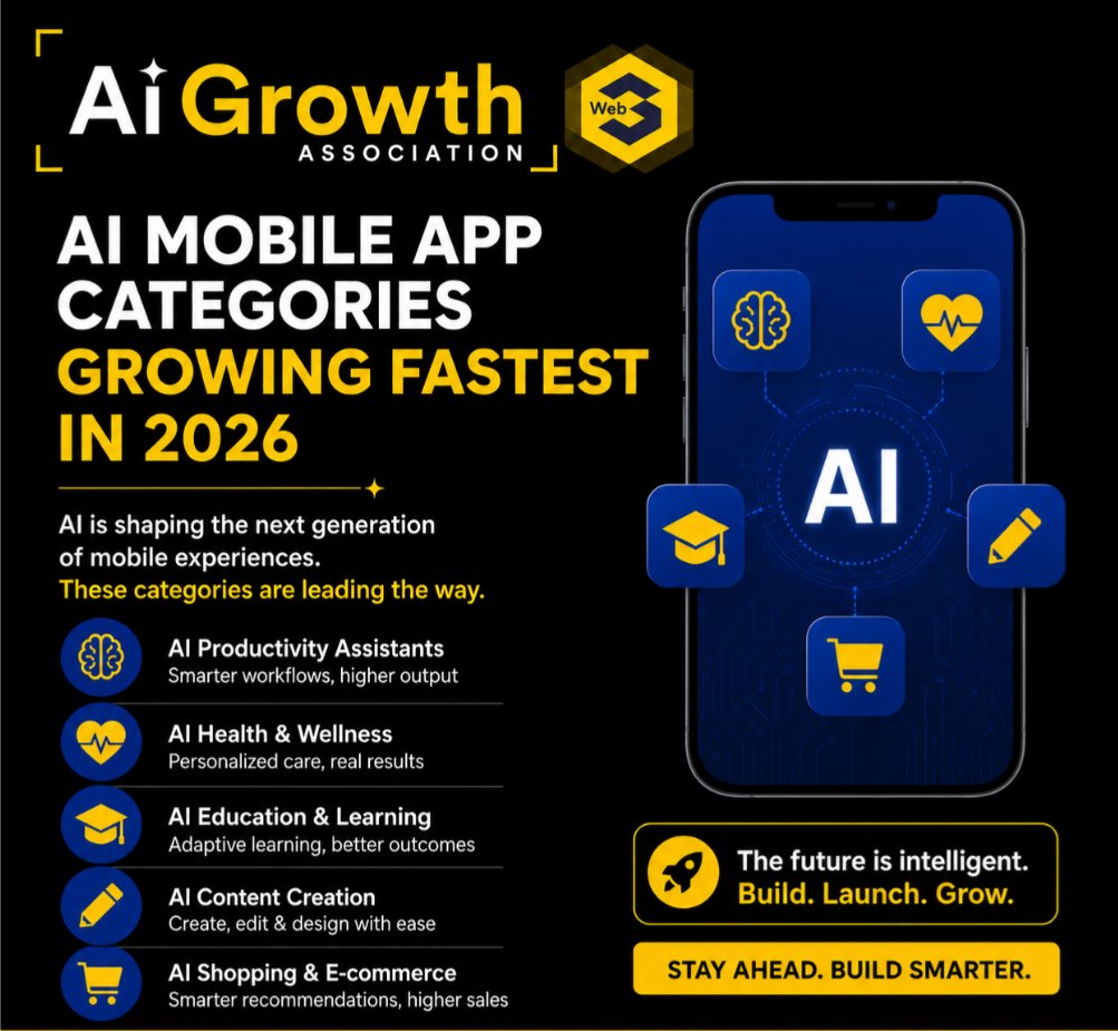 AiGrowthSummit's tweet photo. From AI productivity assistants to AI health, education, content creation, and e-commerce. The next wave of mobile growth is already here. Brands that embrace AI-first experiences now will lead the future of engagement, retention, and revenue. #AIMobileGrowth https://t.co/rfOdkdZCMD