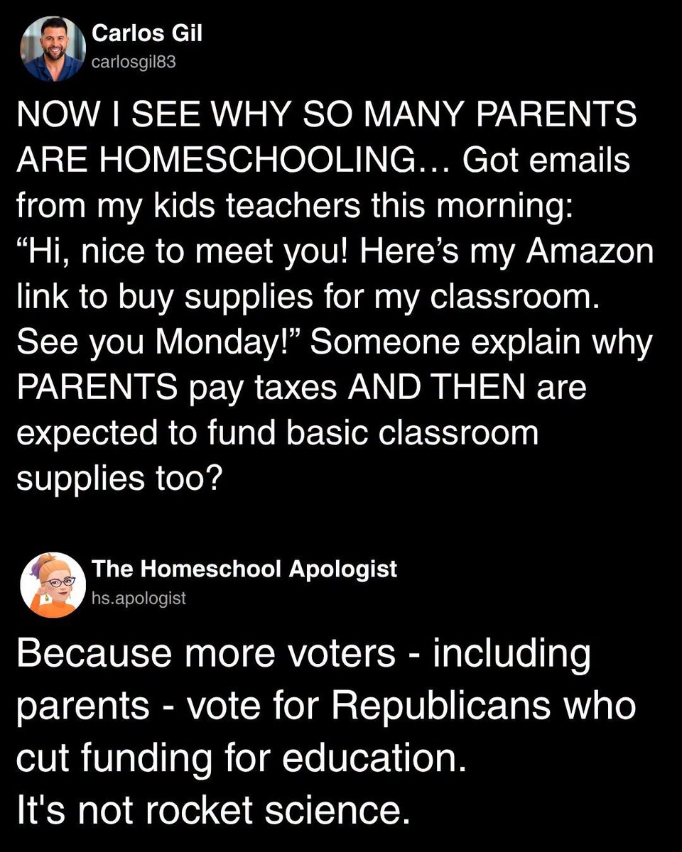 JamesTate121's tweet photo. Otherwise, it’s going to be the teacher paying for those supplies out of her own salary that is nowhere near where it should be. https://t.co/5Vj1CcN1hh