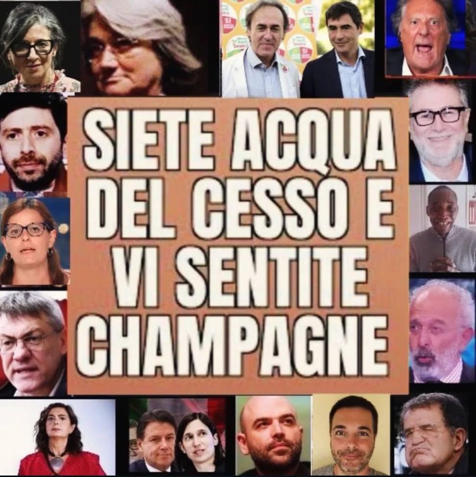 Giovanni_PaoloX's tweet photo. @GiuseppeConteIT Sempre valido: "Siete acqua del cesso e vi sentite chempagne!" 
#conte #giuseppi #arcuri #covidgate #didonna #pd #speranza #fuorilechat https://t.co/uHeYlMfVkz