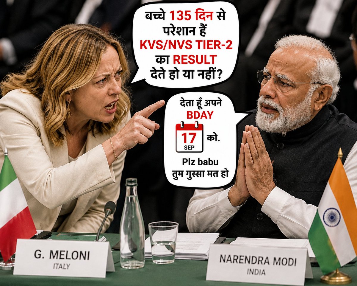 SUSHMA_34's tweet photo. 135+ दिन बीत गए...
देश में बड़े-बड़े इवेंट, भाषण, विदेश यात्राएँ और प्रचार सब समय पर हो जाते हैं।
लेकिन KVS/NVS/EMRS Tier-2 का Result आज तक नहीं।
लगता है CBSE ने Result को भी "Viksit Bharat 2047" की योजना में डाल दिया है।
लाखों अभ्यर्थियों का भविष्य मज़ाक नहीं है। हर दिन की देरी किसी न किसी का करियर रोक रही है।
अगर परीक्षा समय पर हो सकती है, तो परिणाम समय पर क्यों नहीं?
अब जवाब चाहिए, बहाने नहीं।
#releaseKVSNVSresult2025
 #DeclareEMRSResult #CBSE #KVS #NVS #EMRS #ResultDelay #JusticeForAspirants #NoMoreDelay
@cbseindia29 @EduMinOfIndia @PMOIndia @narendramodi @JoshiPralhad @GiorgiaMeloni
 @realDonaldTrump @RahulGandhi @ArvindKejriwal @yadavakhilesh 
 #DelhiProtest @priyankagandhi
@PIB_India @mygovindia @INCIndia  @AamAadmiParty @samajwadiparty @BSPIndia @ShivSenaUBT_ @NCPspeaks @PTI_News
 @timesofindia @the_hindu @IndianExpress @htTweets @DeccanHerald @abhijeet_dipke @neha_aisa @ThePrintIndia @newslaundry @thewire_in @ndtv @CNNnews18 @News18India @IndiaToday @aajtak @ABPNews @ZeeNews @republic @news24tvchannel @IndiaTVNews  @MirrorNow @DDNewslive @AmarUjalaNews @JagranNews @DainikBhaskar @rpbreakingnews @haribhoomi @live_hindustan @prabhatkhabar @Cockroachisback
 #TeacherRecruitment #Education #Jobs #Youth #IndiaEducation