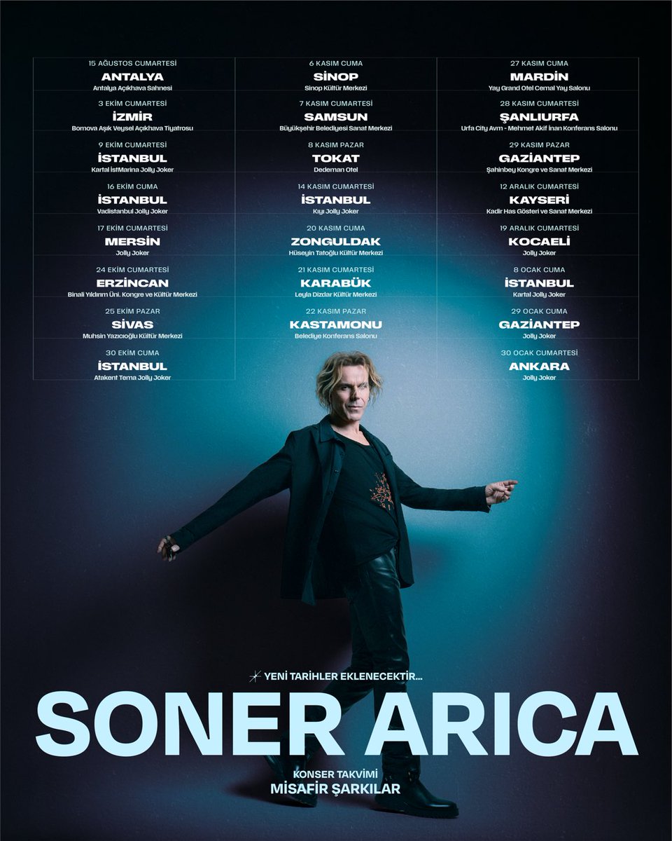 SonerArica's tweet photo. yeni konser tarihlerimiz 💫 https://t.co/tlKlGWnenH