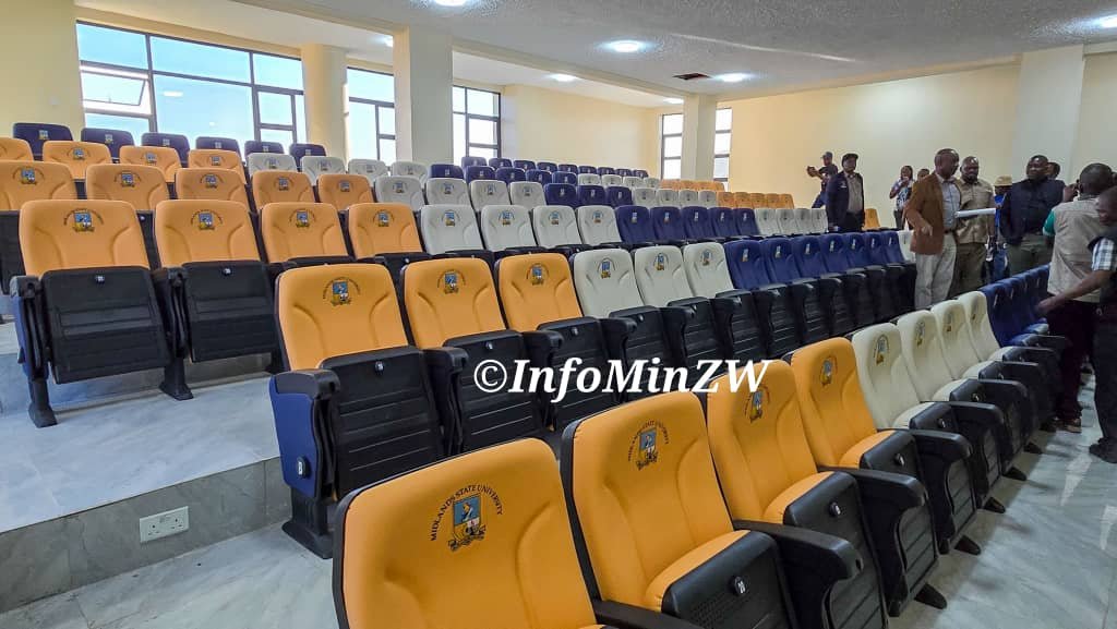 InfoMinZW's tweet photo. The Midlands Media Tour also included Midlands State University's Emmerson Dambudzo Mnangagwa Law School in Kwekwe. The law school which was commissioned by the President and Chancellor His Excellency Dr. Emmerson Mnangagwa in 2025, is equipped with morden facilities designed to enhance legal education and improve the student learning experience.

The Law Library is one of the building's signature features with the Moot Court replicating the layout and atmosphere of a real courtroom, thereby providing students with practical advocacy and litigation training.

The building also features a modern terraced lecture theatre, lecture rooms, seminar rooms, boardroom, electronic resource centre, legal aid clinic, academic and administrative offices, elevators and supporting infrastructure.

The project has directly employed over 700 personnel during and after the construction phase across various professional, technical, skilled and semi-skilled disciplines. In addition, more than 200 employment opportunities have been created through subcontractors engaged on the project.
#MidlandsTour 
#NDS2