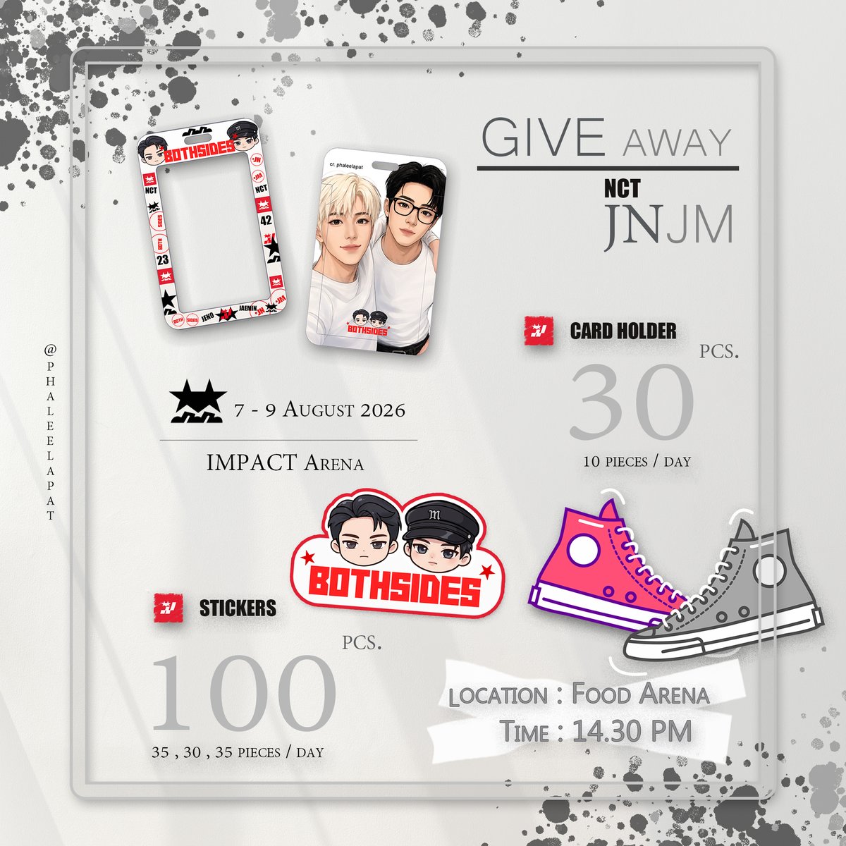 Phaleelapat's tweet photo. ᵕ̈ pls kindly rt ⋆.˚
ᰔ giveaway jnjm fanmeeting in bkk ᰔ

          ✎ᝰ. card holder 30 pcs.
                  &amp; sticker 100 pcs.

✮ date : 7-9 Aug, @ impact arena
pls show this tweet
#NCTJNJM_FANMEETING_TOUR_BANGKOK
#NCTJNJM_FANMEETING_TOUR #NCTJNJM_FANMEETING_TOUR_DUALITY https://t.co/QwvAR4vV3j