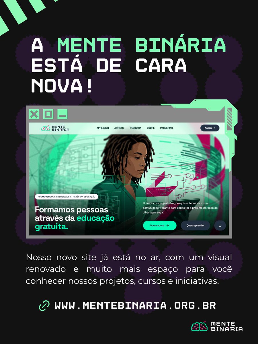 mentebinaria's tweet photo. A Mente Binária está de site novo! 

https://t.co/jQU4XKNN1U

E nada disso teria sido possível sem um trabalho voluntário incrível. Nosso agradecimento mais carinhoso ao Matheus Barbosa, que colocou tempo, talento e muito cuidado nesse projeto. Valeu demais, Math! 💚 https://t.co/VDv82i7UuZ