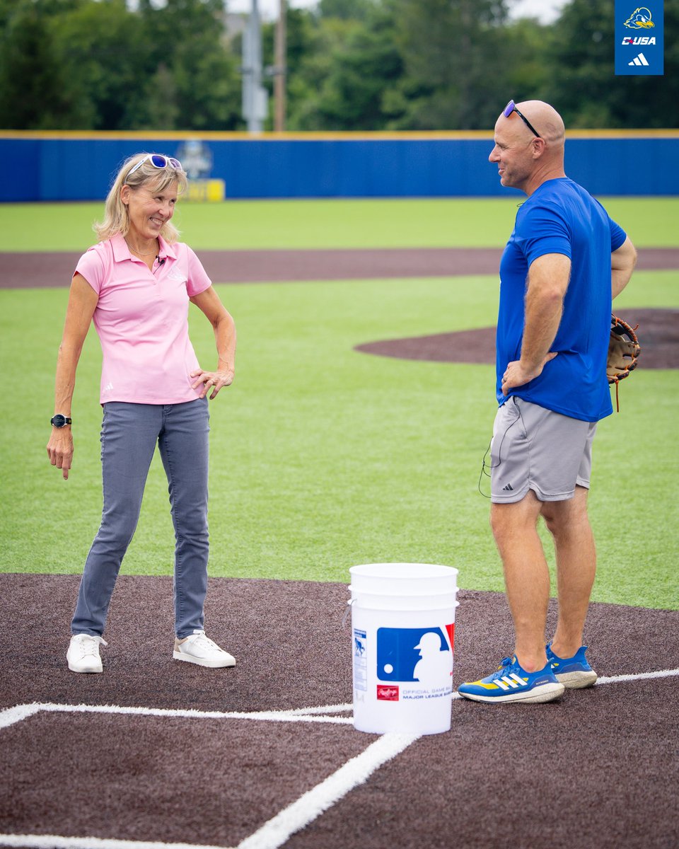 DelawareBASE's tweet photo. Thank you to President Laura Carlson for stopping by Hannah Stadium! We hope to have you throw out a first pitch at a home game next season ⚾️ https://t.co/wnYtBy18uP