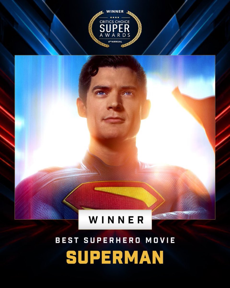EverythingDCU_'s tweet photo. SUPERMAN emerges winner as the “Best Superhero Movie” at Critics Choice Super Awards https://t.co/xHDVnORSBF