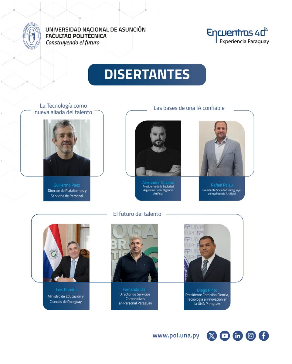 fpuna's tweet photo. 📌 Encuentros 4.0: Talento en la era de la IA

📅 Martes 11 de agosto
⏰ 18:00 H
📍 Aula Magna
🔗 Inscripciones: https://t.co/rpijzHzksR https://t.co/DzYyNnIiP2