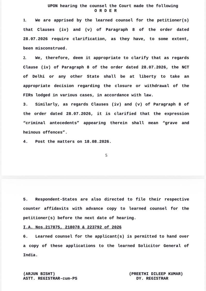 SauravDassss's tweet photo. 🚨The Supreme Court has published its order. Court writes what it dictated in the courtroom.

Like I said, a MAJOR WIN for the Gen-Zs and Young-Gen!

The Court had also orally observed that it can use its Article 142 powers (power to do complete justice) to quash all FIRs in one go, if requested.

Cockroach Janta Party continues to stand with each and every student and youth across the country. We shall prevail! 🫰🏻

@whattalawyer @Cockroachisback