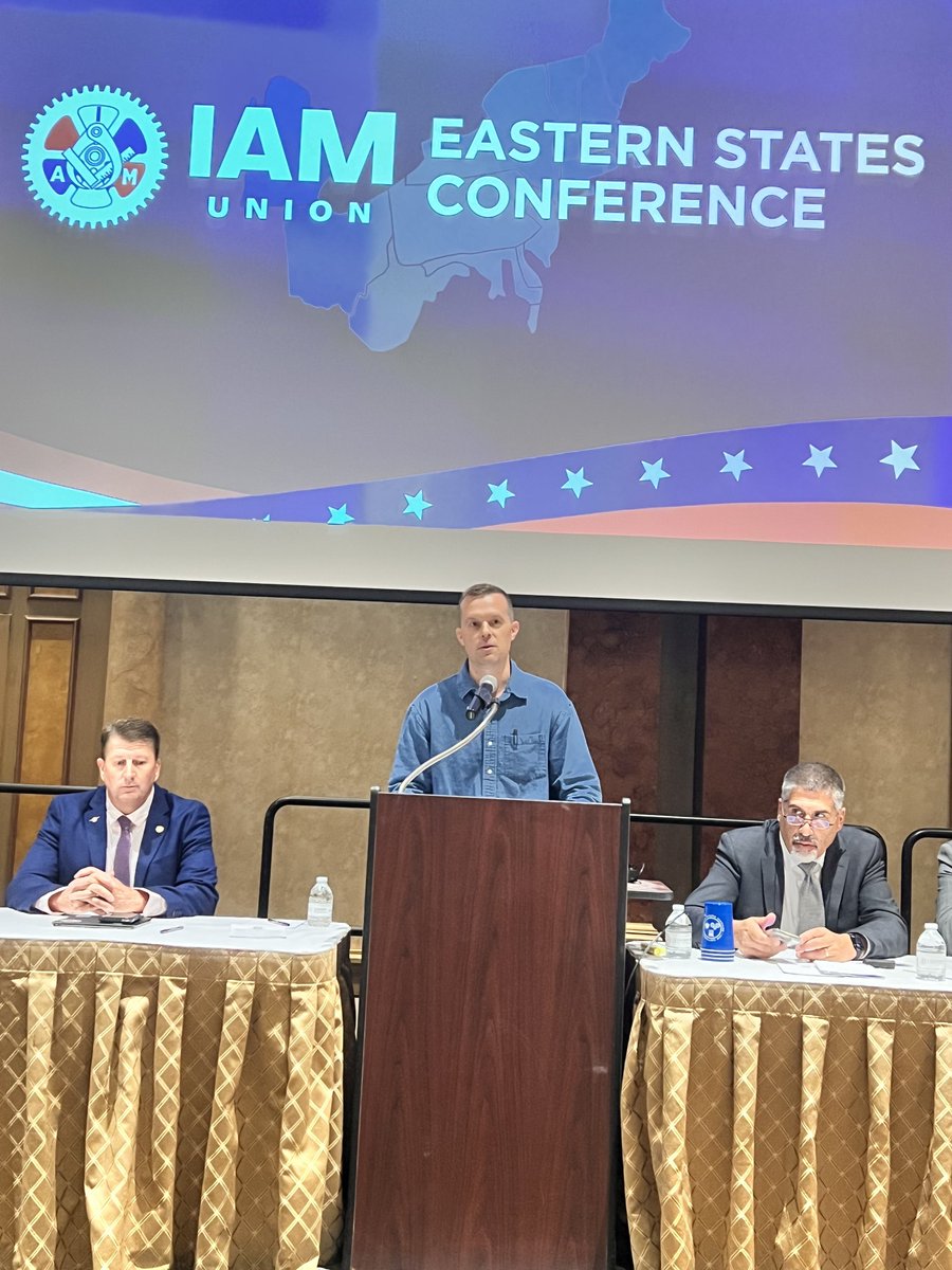 IAM_Union's tweet photo. Great to welcome @RepGolden to the IAM Eastern States Conference. 

He spoke directly to the issues that matter most to working people—good union jobs, fair wages, and putting workers first. 

Thanks for standing with IAM Union members and the working class. ✊ https://t.co/OelXNtoHpo