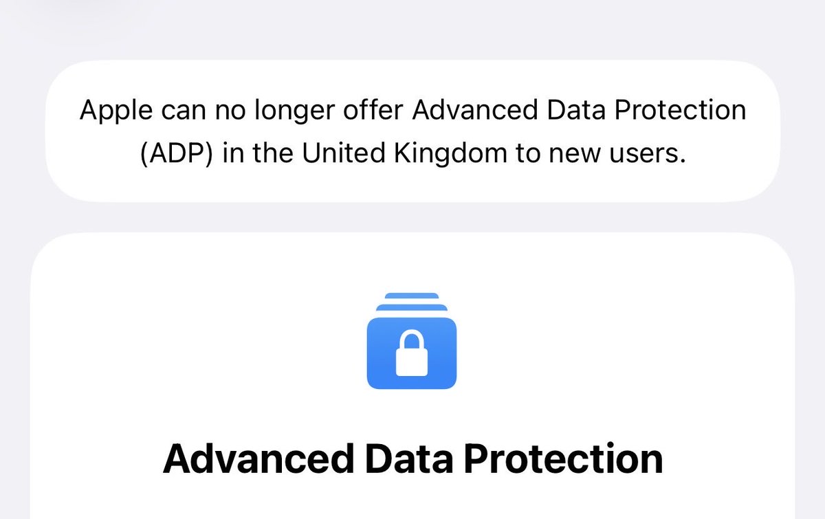 skylumeuk's tweet photo. @_evon3929 Apple can no longer offer Advanced Data Protection
(ADP) in the United Kingdom to new users. https://t.co/YdpYnICU3i