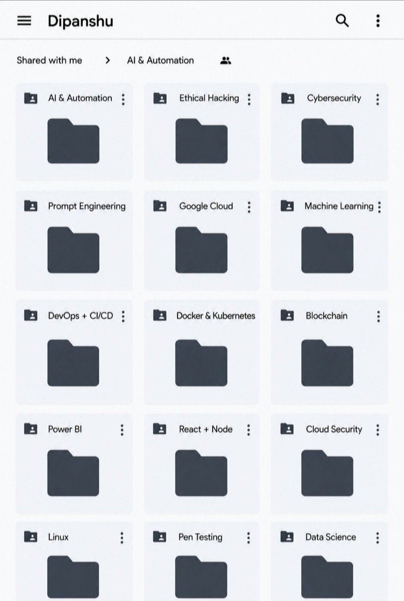 AiwithDharmik's tweet photo. All Paid Courses (Free for First 4500 People)

 𝗣𝗮𝗶𝗱 𝗖𝗼𝘂𝗿𝘀𝗲 𝗙𝗥𝗘𝗘 (PART - 1)
 1. Artificial Intelligence
 2. Machine Learning
 3. Prompt Engineering
 4. Claude,Chatgpt,Grok
5. Data Analytics
6. AWS Certified
 7. Data Science
8. BIG DATA
9. Python
 10. Ethical Hacking

(72 Hours only )

Like + RT + comment ' Drive '

Must Follow me so I can DM you.