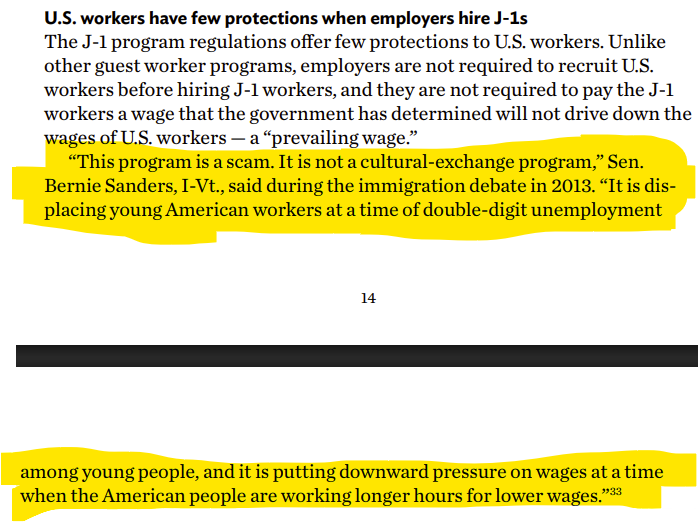 chancy_luck's tweet photo. The State Department shouldn't let the socialists get to the right of them on J-1. 

Here's Bernie Sanders saying the program is a scam that replaces young Americans. 

Does Marco Rubio have a response to that? https://t.co/RLwabqXtEM