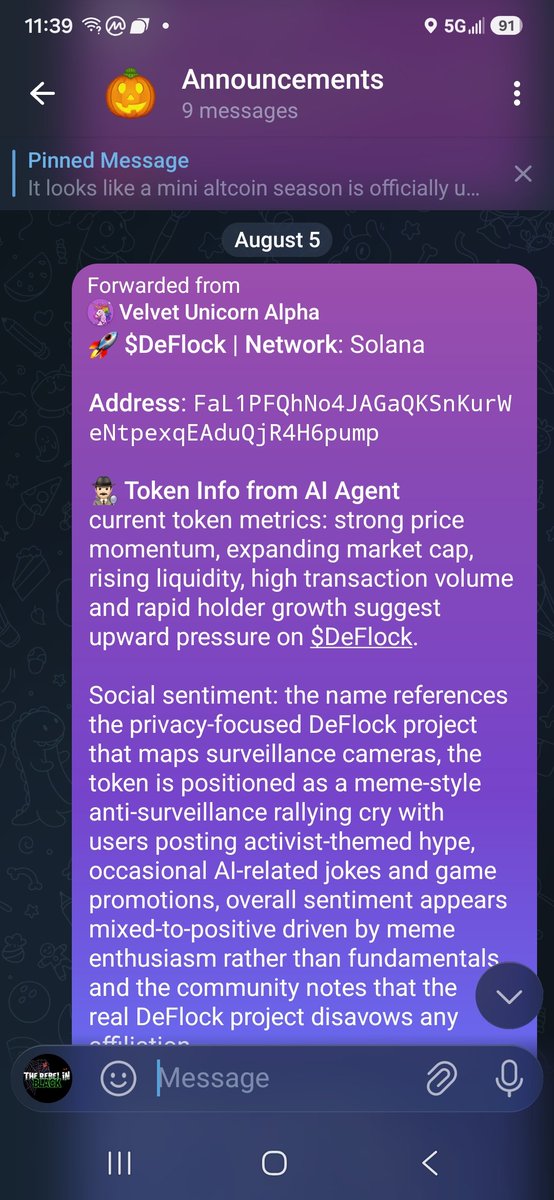 CryptoCreature8's tweet photo. Join my Telegram to see our next crypto gem post! It is free and we only use AI for discovery! We are not insiders just people sick of Grifters! Link: https://t.co/n3w7zl2xju #AltcoinAlert #cryptogems #CryptoSignals https://t.co/RRJlzEYWgz