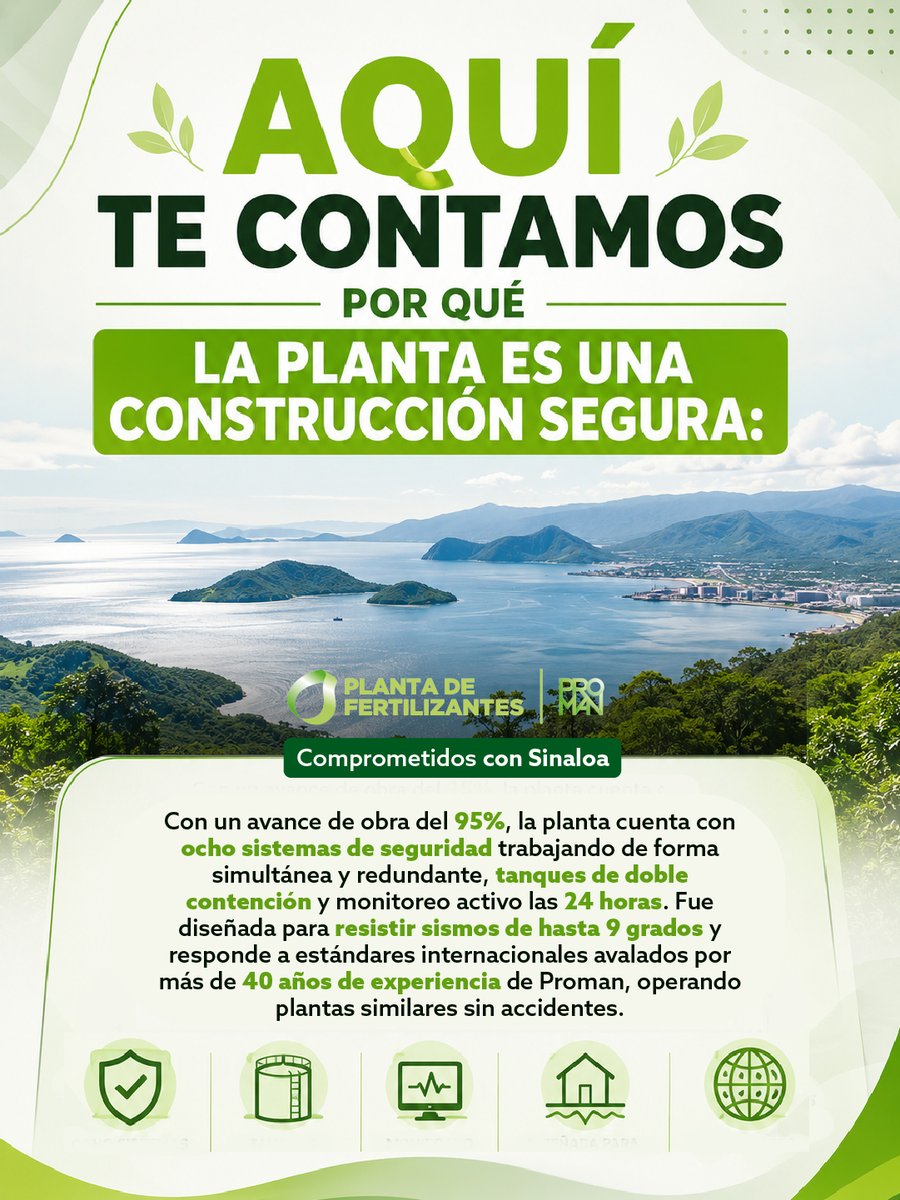 PlantaDeFertili's tweet photo. Nuestro compromiso también se refleja en la seguridad de la construcción.

Conoce por qué la planta es una construcción segura.

#Topolobampo #ComprometidosConTopolobampo https://t.co/uPM8Bl4XXH
