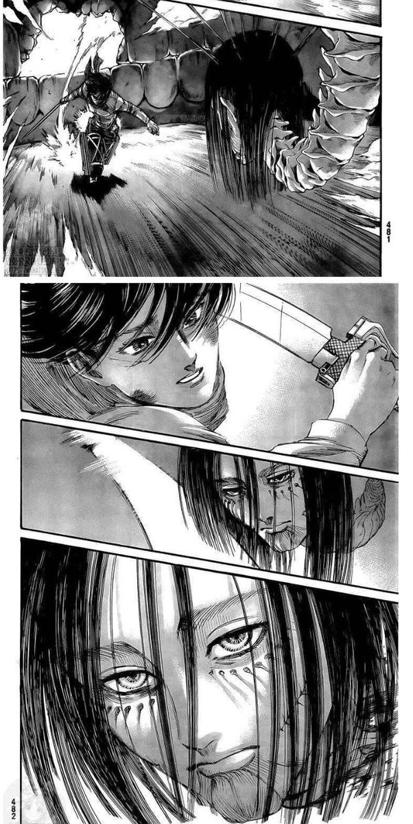 kira50204's tweet photo. Jean had to sever Eren from his Titan body. 
Mikasa had to sever Eren from his human one.
Both, through tears, decapitated Eren. Both carried years of friendship, conflict, love, disappointment, and loyalty. 
And both became the ones who finally set him free

#Mikasa #Jean #Eren https://t.co/5aV0JK2Sv9