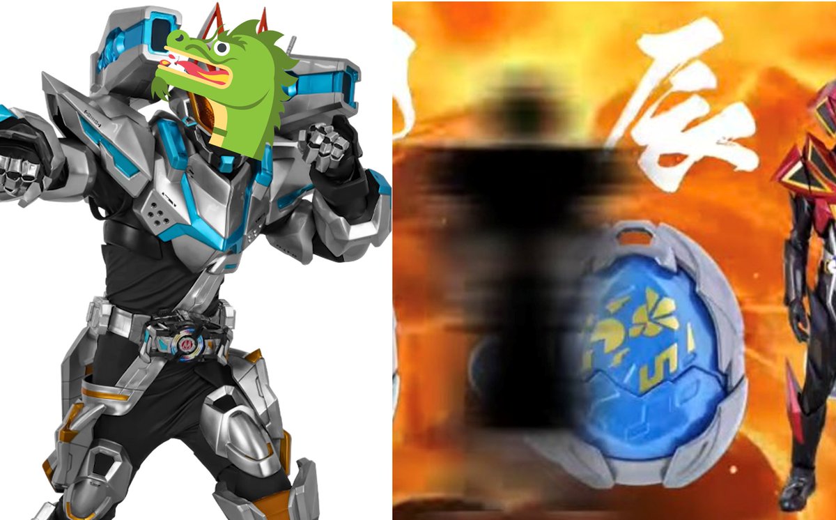 IzDisNameTaken's tweet photo. Kamen Rider My-th’s Dragon Frame &amp; the Zodiac Dragon Rider are supposedly entirely different designs

Guessing My-th's is that leaked description with the shoulder cannons &amp; has a rounder design

While Dragon Rider has a sharper origami-like design like the Zodiac Alliance https://t.co/dXNTqCDEhp