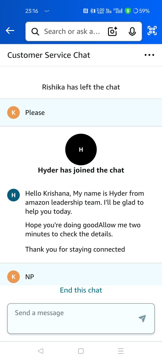 KrishanGoyl's tweet photo. @AmazonHelp @amazon @amazonIN @ajassy @amazon @AmazonHelp @amazonIN I joined chat but no solution. Two team member changed in chat and not addressed mt query. https://t.co/5a0jxj8hn4