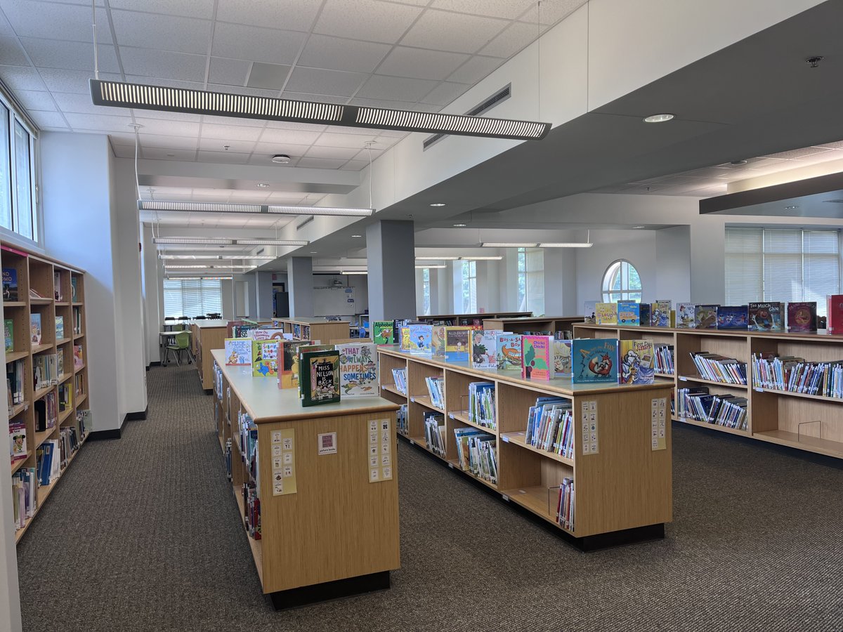Guide_Librarian's tweet photo. The Media Center got a glow-up this summer! 🩶✨ with a fresh gray coat of paint... all that's missing is the BEST part... our students! https://t.co/REuSeUOmyD