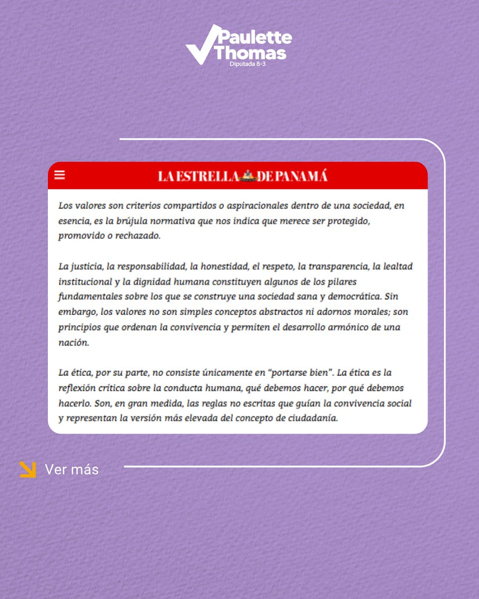 thomas_paulette's tweet photo. «El verdadero progreso de una nación no solo depende de su economía, sino de la fortaleza moral de su sociedad.» 

#ValoresYEtica #PauletteThomas #LaEstrellaDePanama #Transparencia https://t.co/tqFqkchW9R