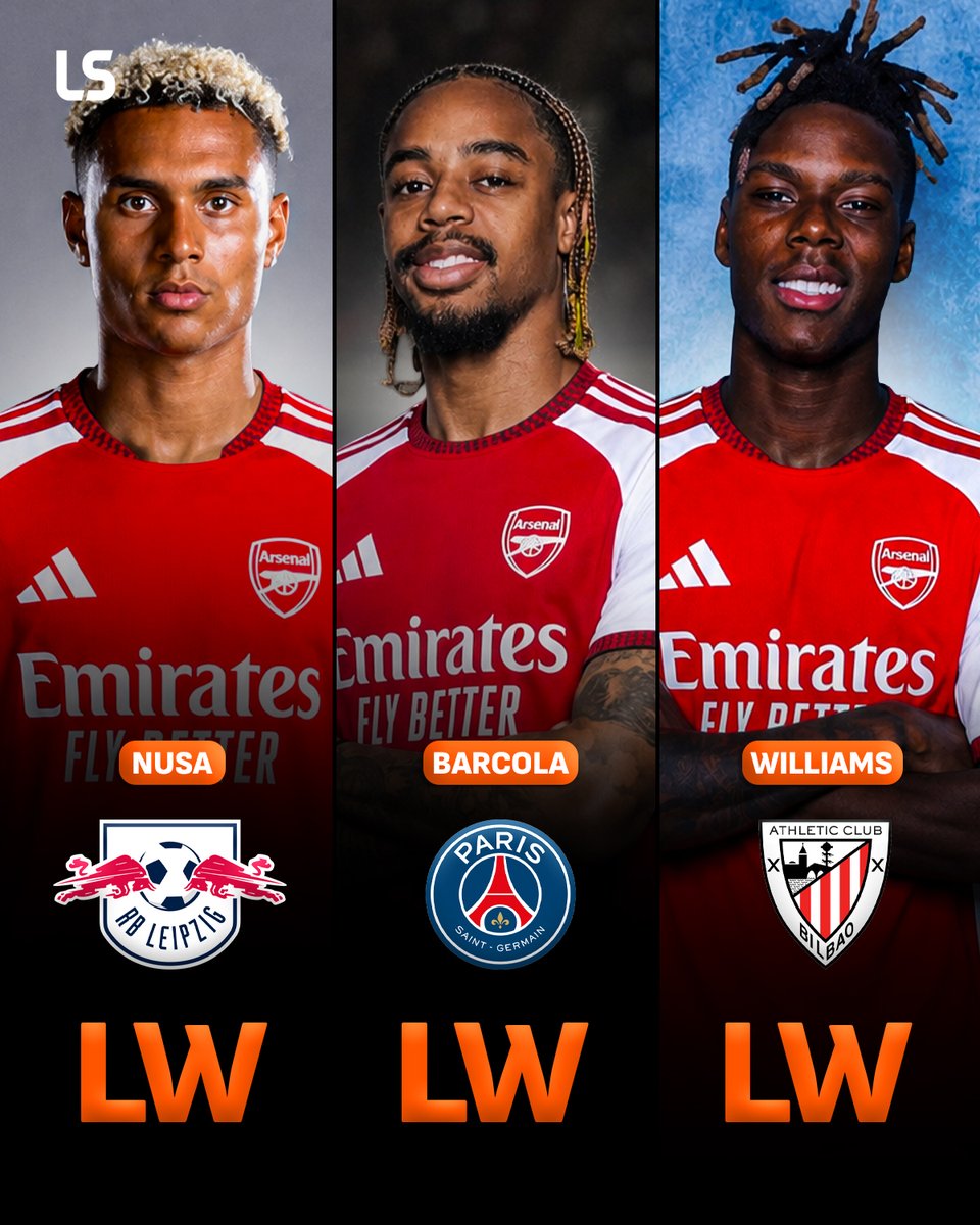 livescore's tweet photo. Arsenal fans, which left winger are you signing? ⚡️🔴 https://t.co/RA00mVcbPM