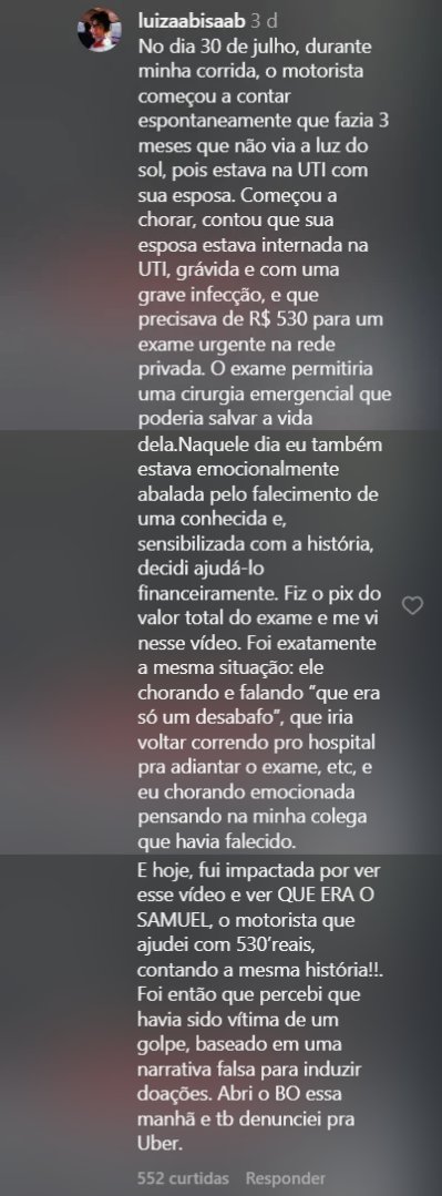 oocbrazill's tweet photo. MANO???? E essa história bizarra aqui que tá rolando lá no Instagram sobre um motorista de uber que tá dando golpe falando que a mulher dele precisa de uma cirurgia urgente?

MUITO BIZARRO https://t.co/7k8jtNq2Ay