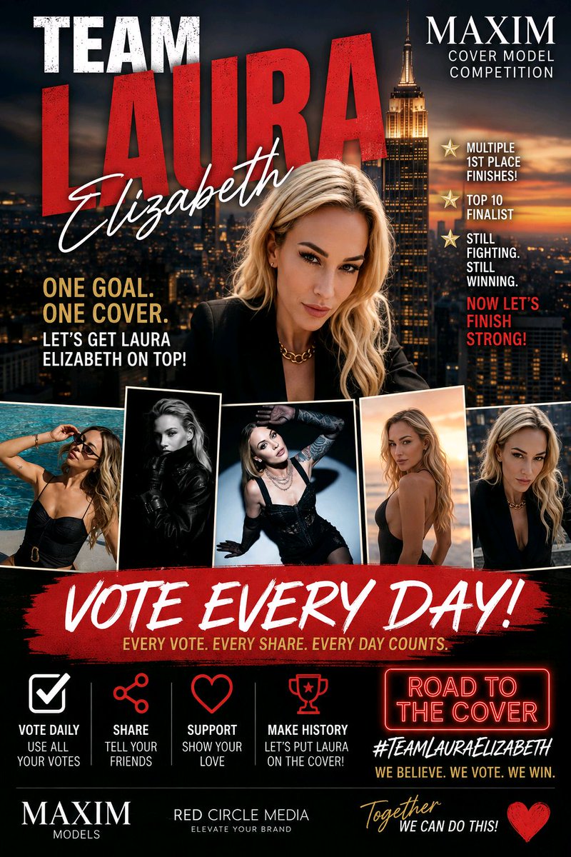 Johnnyirish75's tweet photo. 🚨 We're making a run for the @Maxim Cover! 🔥 Help Laura Elizabeth get one step closer by voting today. Every vote, repost, and share makes a difference. Let's show what #TeamLauraElizabeth can do! ❤️🗳️
#MaximCoverModel #VoteLauraElizabeth #RoadToTheCover #SupportLaura https://t.co/3stL52sNh7