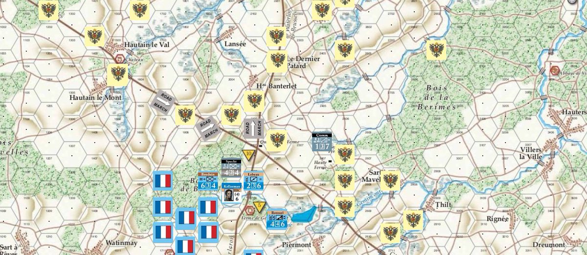Vonscharnhorst's tweet photo. Another battlefield, this time north of the Sambre, Belgium. June 16, 1815. Things aren't going very well for me. The terrain, inexperience and strong resistance have slowed the French advance. Thinking about keeping the line safe and giving it another shot the next day TLNB https://t.co/YlK7axizE3