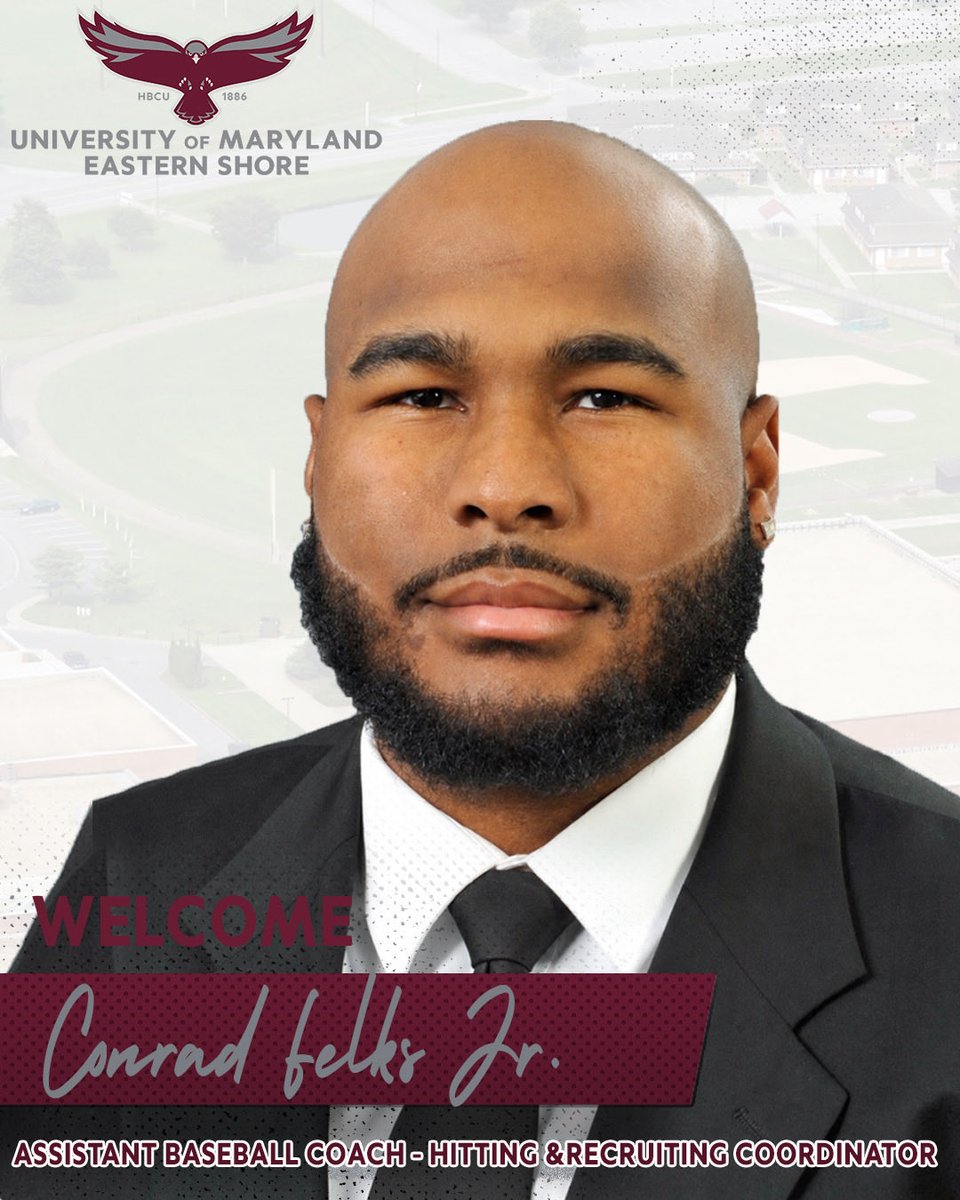 UMESHawkBase's tweet photo. ⚾️ THE UNIVERSITY OF MARYLAND EASTERN SHORE BASEBALL PROGRAM WELCOMES 𝘾𝙊𝙉𝙍𝘼𝘿 𝙁𝙀𝙇𝙆𝙎 𝙅𝙍. AS ASSISTANT BASEBALL COACH, HITTING AND RECRUITING COORDINATOR ⚾️

📝: https://t.co/CsQpTK5WbB

#HawkPride | #SoarAboveandBeyond | #HBCUMade https://t.co/hX2a8uzbrb