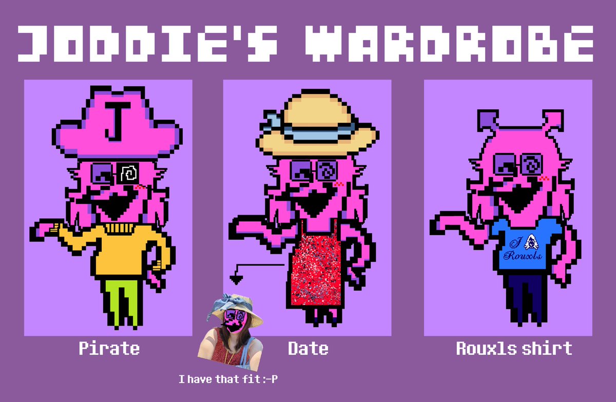 rouxls's tweet photo. My Deltarune sona!! Joddie! She is a silly little pink merchant from the Cyber World and appears to be in love with a very peculiar Duke of Puzzles!! (1/2)

#deltarune #selfship #rouxlskaard https://t.co/VYX8zoe1pH