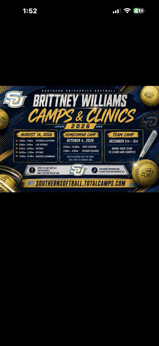 CoachK_SB3728's tweet photo. Another great option for my ladies interested in playing at an HBCU!!
Don’t forget if you decide to attend this camp or any other, email and introduce yourself ahead of time.
@ccprospects23 @whosupnext23 @MSPtakeover @commit2HBCU @HBCUSoftball 
@HBCUSports1 
@SoftballDown @recruitmeSB @BlackSBCircuit @PlayersAlliance