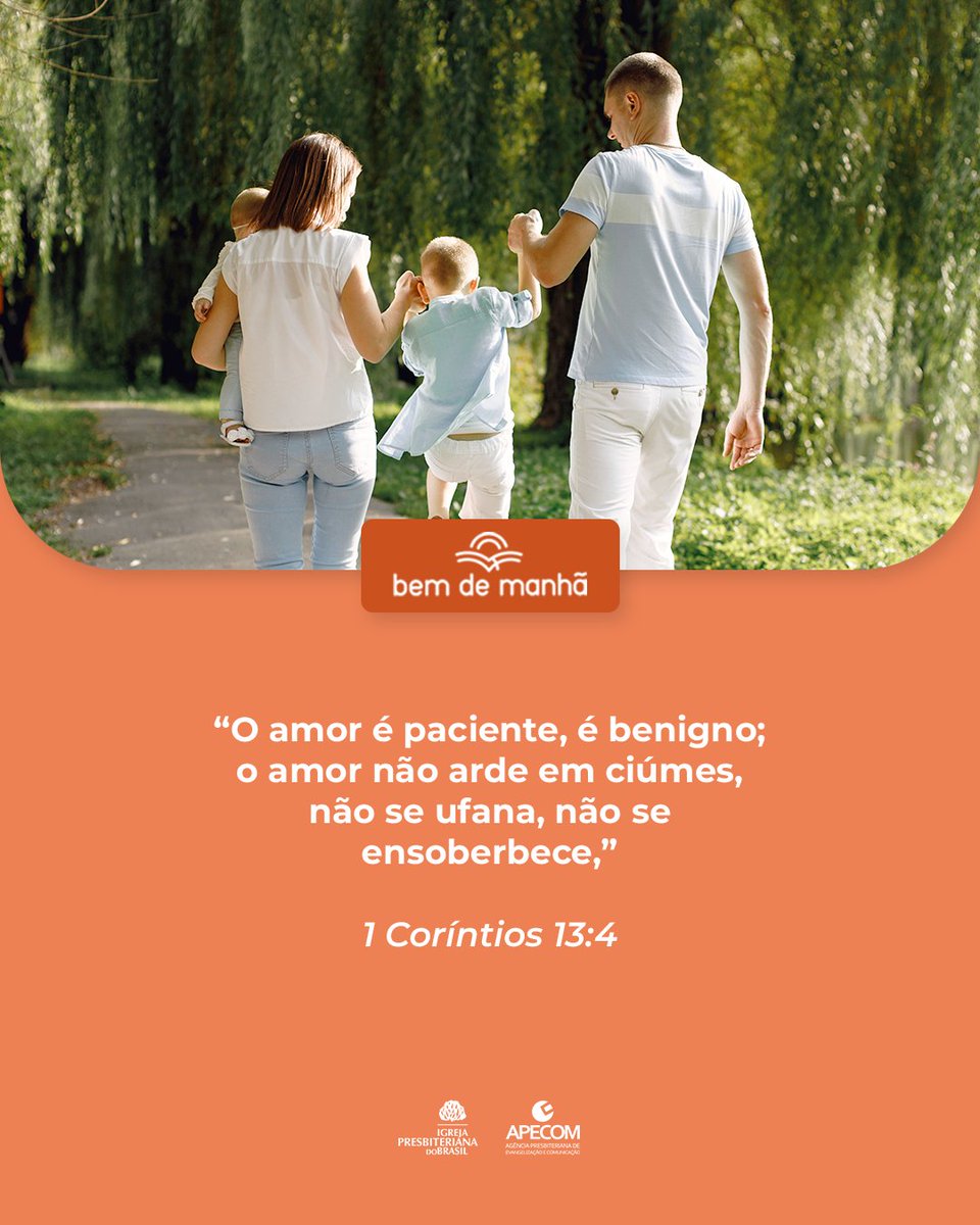 ipboficial's tweet photo. Bem de Manhã: Comece o dia meditando na sabedoria de Deus.

“O amor é paciente, é benigno; o amor não arde em ciúmes, não se ufana, não se ensoberbece,”

1 Coríntios 13:4 https://t.co/k4GuOEXXKn