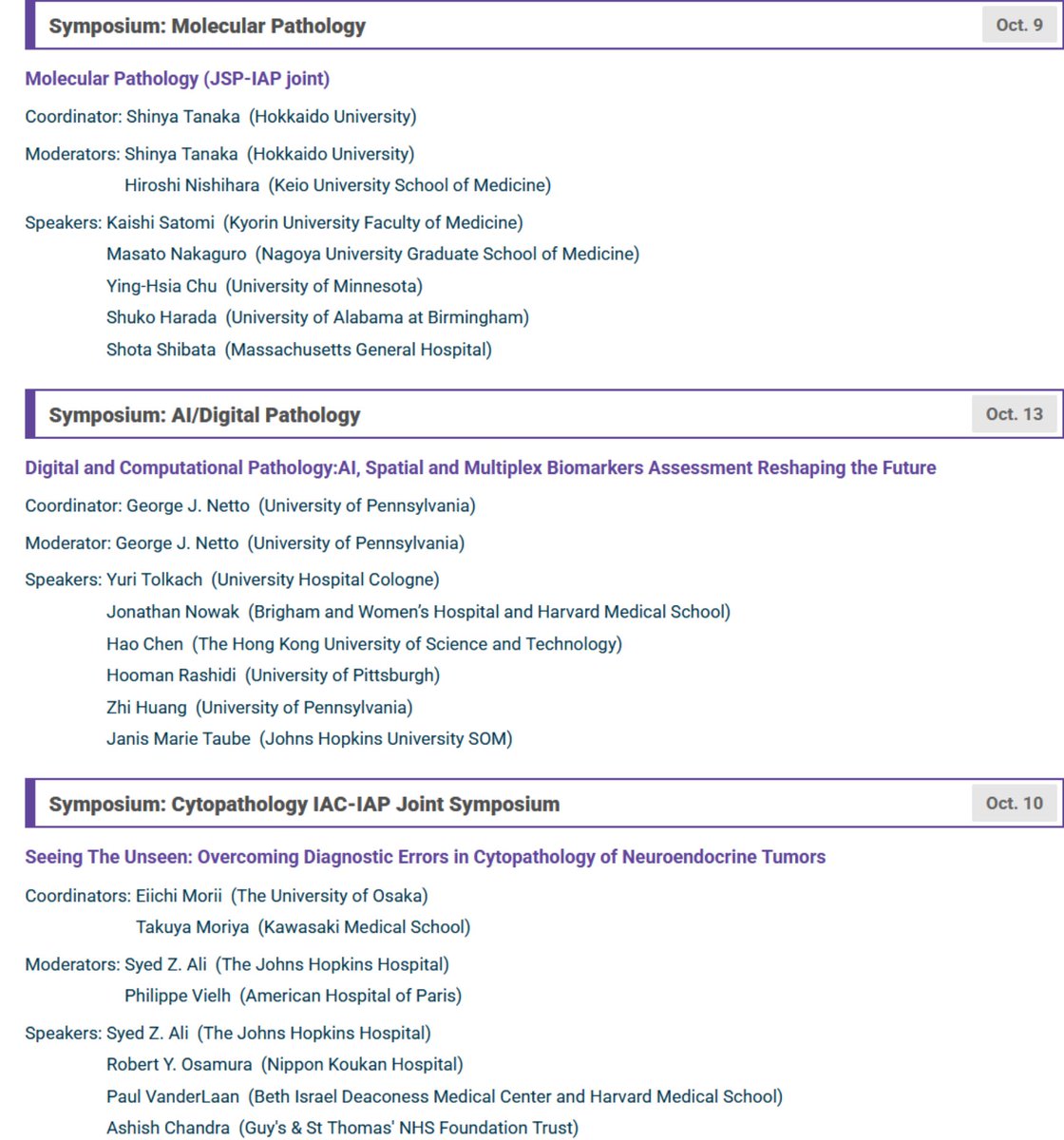 IAPCentral's tweet photo. The lineup of Symposia at the IAP International Congress, Fukuoka, Japan, October 2026 includes these sessions on molecular pathology, AI/digital pathology, and cytopathology. Register now at https://t.co/rzfKlkjxJS. #pathology #AIpath #digitalpath #cytopath https://t.co/etdCN3iK9B