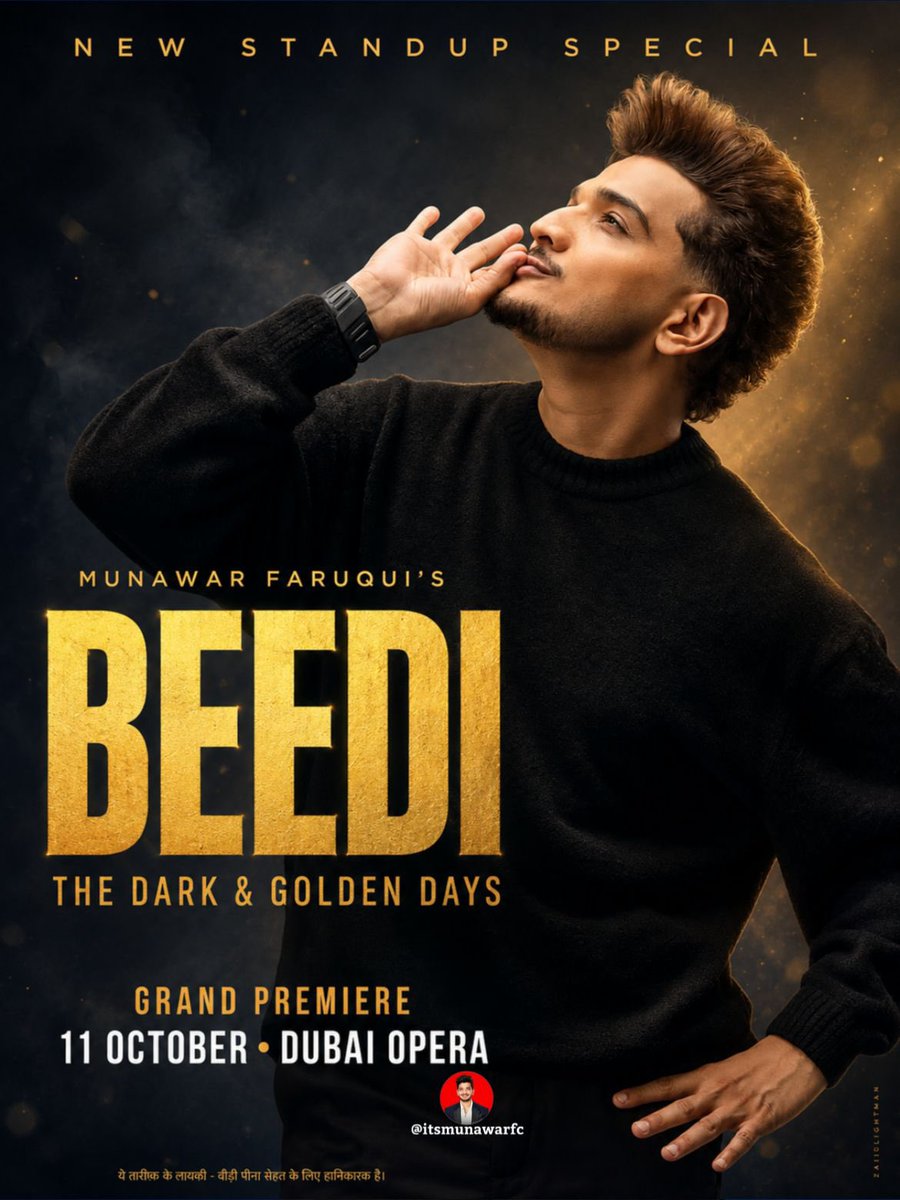 ItsMunawarTeam's tweet photo. The King is back! 👑
    Our King’s brand-new stand-up special #Beedi begins in Dubai! 🎤
    Grab your tickets now : 🔗 https://t.co/JPCdFIjfef
    #MunawarFaruqui #Beedi https://t.co/oaksAC9zEJ