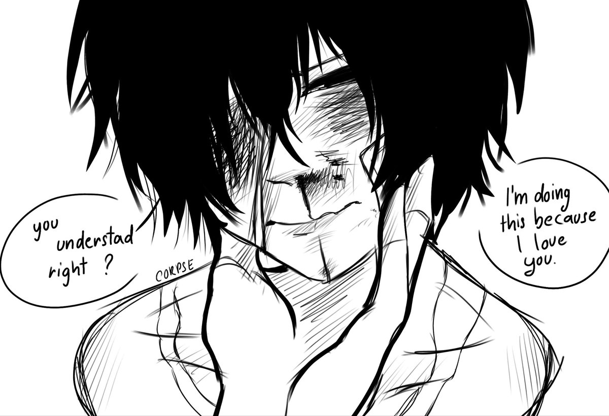 decayinmybrain's tweet photo. Your love hurts. 
#BSDtwt #bsd #Dazai https://t.co/Jpspmq6Avl