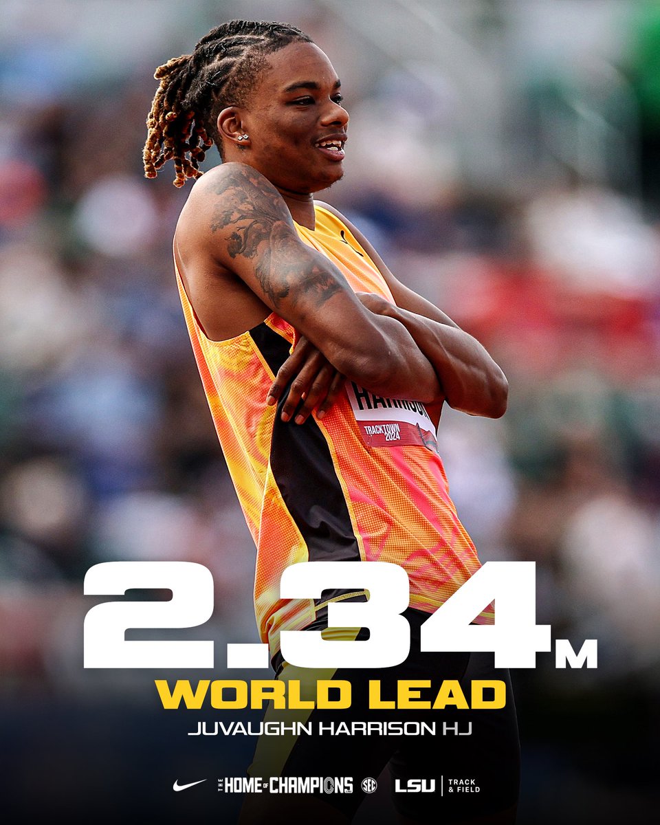 LSUTrackField's tweet photo. MR JUMPS‼️ WORLD LEAD 2.34M‼️

JuVaughn Harrison takes a win in Monaco with a clearance of 2.34 meters (7-8.13).

#TheHomeofChampions x @Mr_Jumps_ https://t.co/LdGiro4JVp