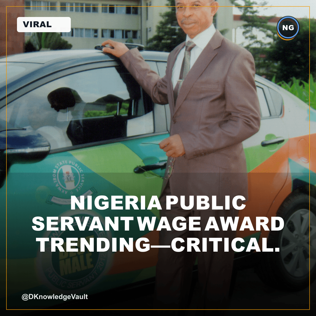 DKnowledgeVault's tweet photo. Nigeria public servant wage award trending—critical context: when compensation policy trends, it signals workforce sentiment shifting from stable to uncertain. What's driving searches right now? Pending changes, delayed payments, or structural reform signals. Track this: institu…