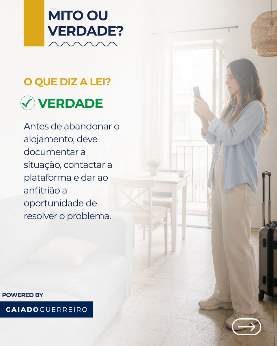 CaiadoGuerreiro's tweet photo. 🏠 Se o alojamento for muito diferente das fotografias, sair sem avisar pode comprometer o pedido de reembolso?

👉 Descubra a resposta no carrossel.

🌐 English version available on our website.

#AlojamentoLocal #ReservasOnline #HolidayRental #ConsumerRights #Airbnb #Booking https://t.co/yeVGilM05R