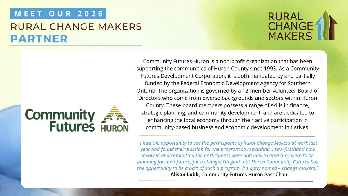 ROInstitute's tweet photo. Thank you, Community Futures Huron (@CFHuron), for supporting local youth on a shared learning journey through the 2026 Rural Change Maker program.
#LeadYourFuture #RCM #IgniteChange #YoungLeaders #CommunityDevelopment #RuralON https://t.co/gDB4mLwo5v