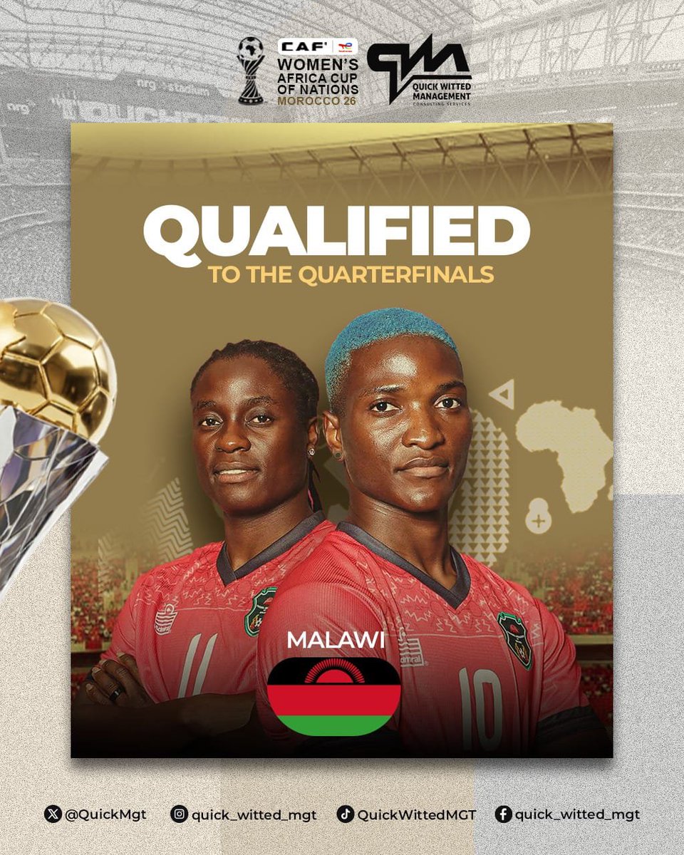 NMegan82197's tweet photo. 🏆 CAN féminine 2026 : Verdict du Groupe C !

✅ 🇲🇼 Malawi 
✅ 🇳🇬 Nigeria

Le Malawi et les Super Falcons décrochent les deux billets pour les quarts de finale.

❌ La Zambie et l'Égypte sont éliminées.

#WAFCON2026 #TotalEnergiesWAFCON2026 #QuickWittedMGT https://t.co/ybWE6PIr7F