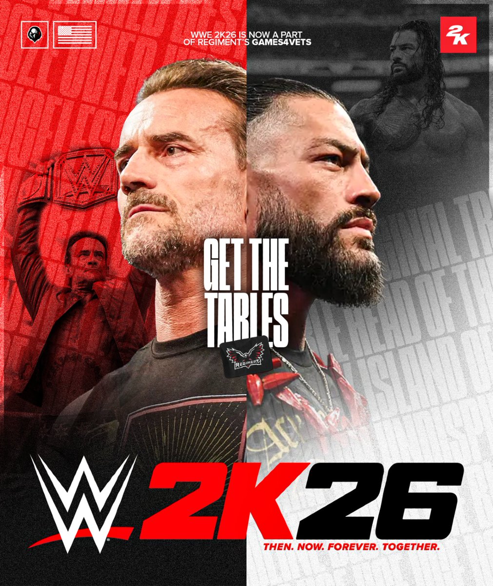 RegimentGG's tweet photo. Are you a Military Veteran that wants FREE Video Games? 👀

You can now redeem a copy of @WWEGames 2k26 thanks to REGIMENT’s partnership with @2K!

#Games4Vets | #2K https://t.co/RNh7lK6SoT