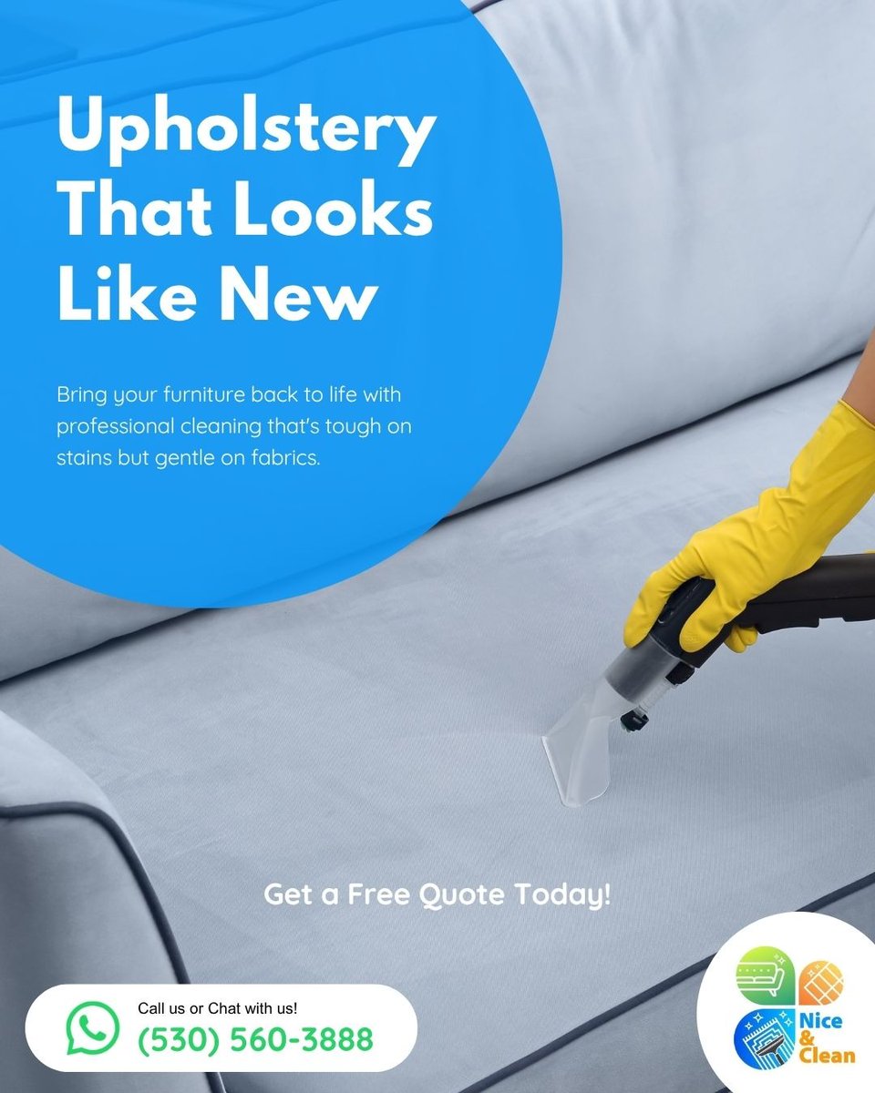 NiceandClean_'s tweet photo. ✨ #Clean. Safe. Fresh. ✨

Give your furniture the care it deserves with professional #cleaning that removes deep-seated dirt, stains, and odors without harming your fabrics.

Call us or Chat with us on Whatsapp: (530) 560-3888 | (415) 941-8921 
Visit: https://t.co/Sx33kMatTX https://t.co/OIvz8nkgpD